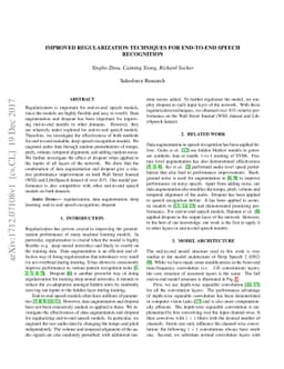 Improved Regularization Techniques for End-to-End Speech Recognition