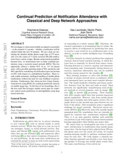 Continual Prediction of Notification Attendance with Classical and Deep
  Network Approaches
