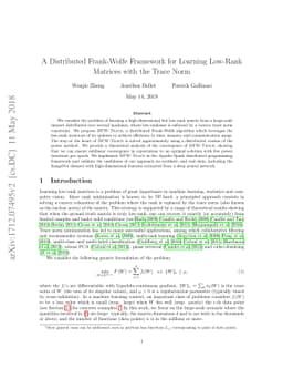 A Distributed Frank-Wolfe Framework for Learning Low-Rank Matrices with
  the Trace Norm