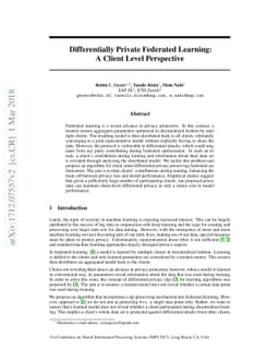 Differentially Private Federated Learning: A Client Level Perspective