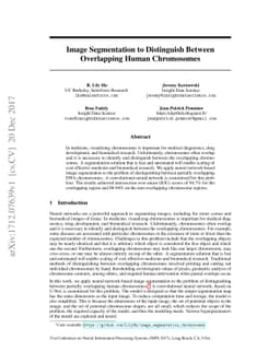 Image Segmentation to Distinguish Between Overlapping Human Chromosomes