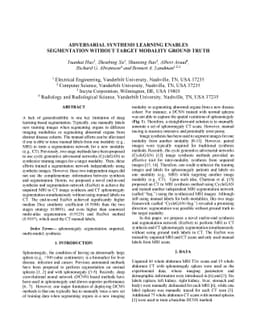 Adversarial Synthesis Learning Enables Segmentation Without Target
  Modality Ground Truth