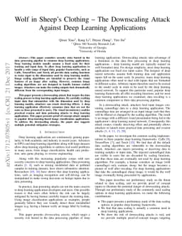 Wolf in Sheep's Clothing - The Downscaling Attack Against Deep Learning
  Applications