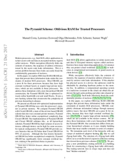 The Pyramid Scheme: Oblivious RAM for Trusted Processors