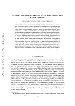 Matching Code and Law: Achieving Algorithmic Fairness with Optimal
  Transport