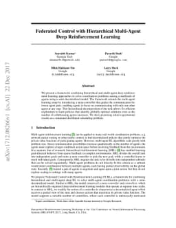 Federated Control with Hierarchical Multi-Agent Deep Reinforcement
  Learning