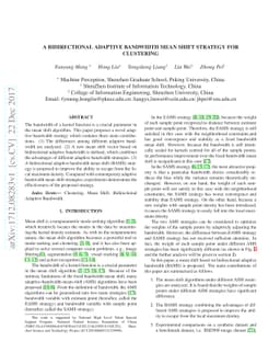A Bidirectional Adaptive Bandwidth Mean Shift Strategy for Clustering