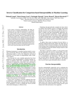 Inverse Classification for Comparison-based Interpretability in Machine
  Learning