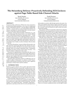 The Heisenberg Defense: Proactively Defending SGX Enclaves against
  Page-Table-Based Side-Channel Attacks