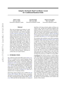 Adaptive Stochastic Dual Coordinate Ascent for Conditional Random Fields