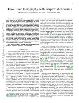 Travel time tomography with adaptive dictionaries