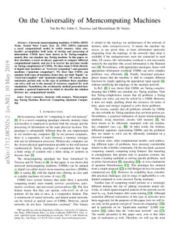 On the Universality of Memcomputing Machines