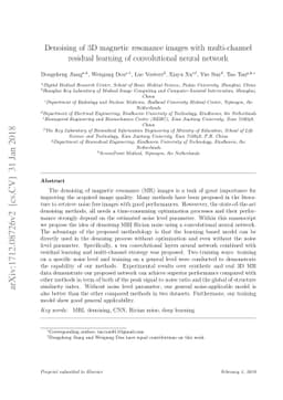 Denoising of 3D magnetic resonance images with multi-channel residual
  learning of convolutional neural network