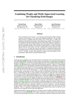 Combining Weakly and Webly Supervised Learning for Classifying Food
  Images