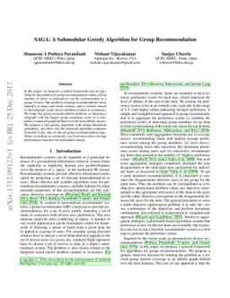 SAGA: A Submodular Greedy Algorithm For Group Recommendation
