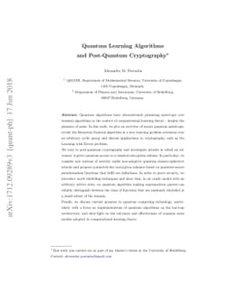 Quantum Learning Algorithms and Post-Quantum Cryptography
