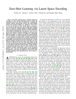 Zero-Shot Learning via Latent Space Encoding