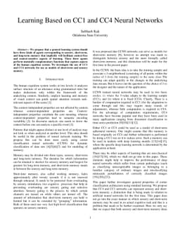 Learning Based on CC1 and CC4 Neural Networks