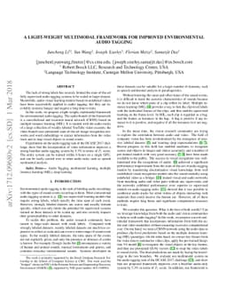 A Light-Weight Multimodal Framework for Improved Environmental Audio
  Tagging