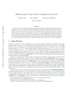 Differentially Private Matrix Completion Revisited