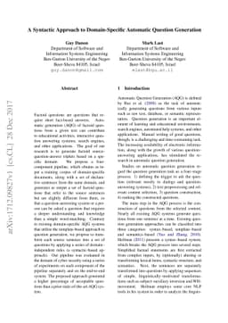 A Syntactic Approach to Domain-Specific Automatic Question Generation