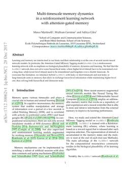 Multi-timescale memory dynamics in a reinforcement learning network with
  attention-gated memory
