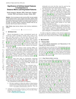 Significance of Softmax-based Features in Comparison to Distance Metric
  Learning-based Features