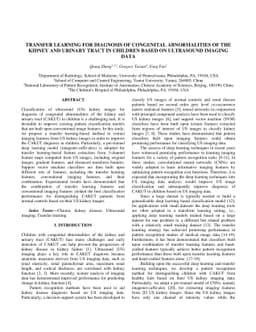 Transfer learning for diagnosis of congenital abnormalities of the
  kidney and urinary tract in children based on Ultrasound imaging data