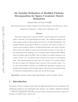 On Variable Ordination of Modified Cholesky Decomposition for Sparse
  Covariance Matrix Estimation