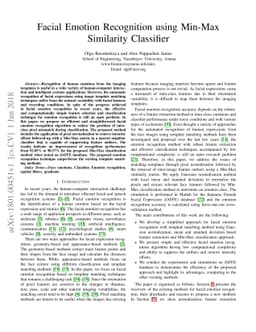 Facial emotion recognition using min-max similarity classifier