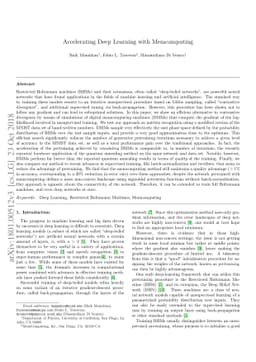 Accelerating Deep Learning with Memcomputing