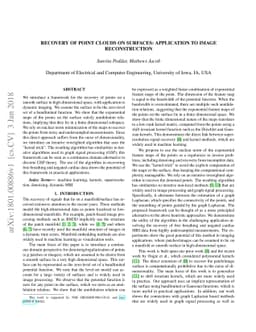 Recovery of Point Clouds on Surfaces: Application to Image
  Reconstruction