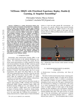ViZDoom: DRQN with Prioritized Experience Replay, Double-Q Learning, &
  Snapshot Ensembling