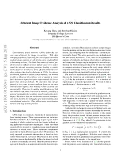 Efficient Image Evidence Analysis of CNN Classification Results