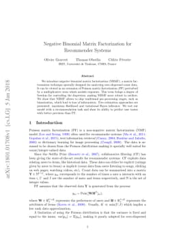 Negative Binomial Matrix Factorization for Recommender Systems