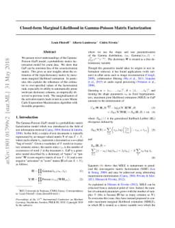 Closed-form Marginal Likelihood in Gamma-Poisson Matrix Factorization