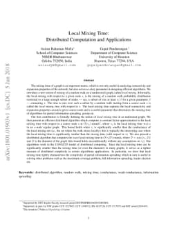 Local Mixing Time: Distributed Computation and Applications