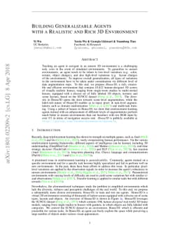 Building Generalizable Agents with a Realistic and Rich 3D Environment