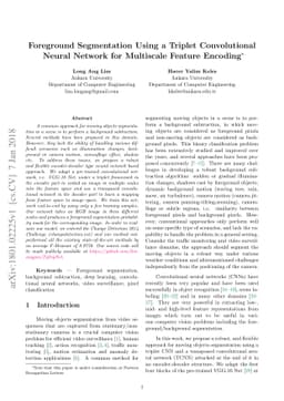 Foreground Segmentation Using a Triplet Convolutional Neural Network for
  Multiscale Feature Encoding