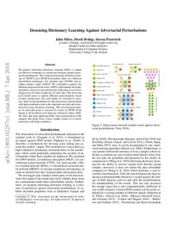 Denoising Dictionary Learning Against Adversarial Perturbations