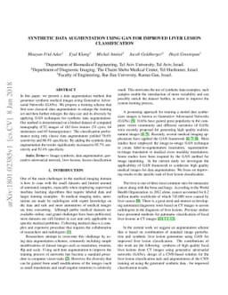 Synthetic Data Augmentation using GAN for Improved Liver Lesion
  Classification