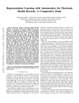 Representation Learning with Autoencoders for Electronic Health Records:
  A Comparative Study