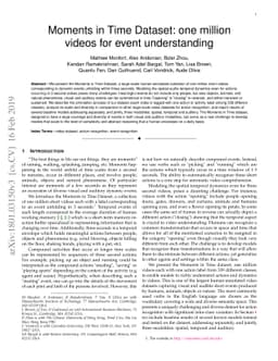 Moments in Time Dataset: one million videos for event understanding