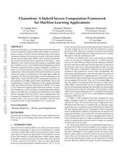 Chameleon: A Hybrid Secure Computation Framework for Machine Learning
  Applications
