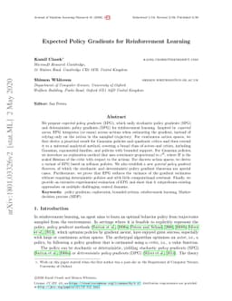 Expected Policy Gradients for Reinforcement Learning