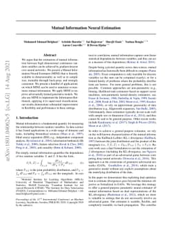 MINE: Mutual Information Neural Estimation