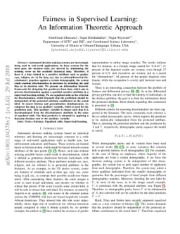 Fairness in Supervised Learning: An Information Theoretic Approach