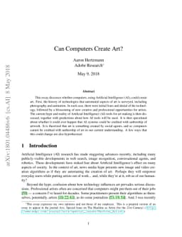 Can Computers Create Art?