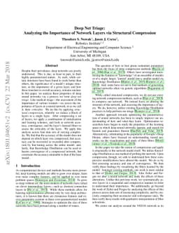 Deep Net Triage: Analyzing the Importance of Network Layers via
  Structural Compression