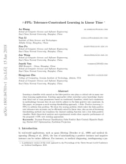 tau-FPL: Tolerance-Constrained Learning in Linear Time